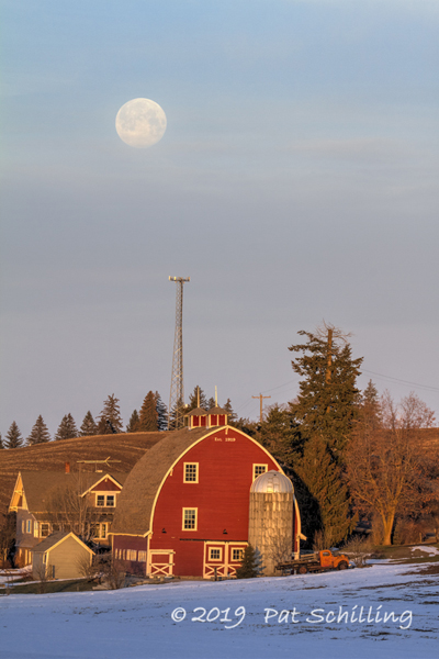 Moonset over Barn